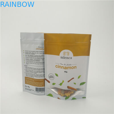 Καλλυντικές τσάντες φερμουάρ υποβάθρου μεταλλινών οι άσπρες στέκονται επάνω την κανέλα Doypack 40g