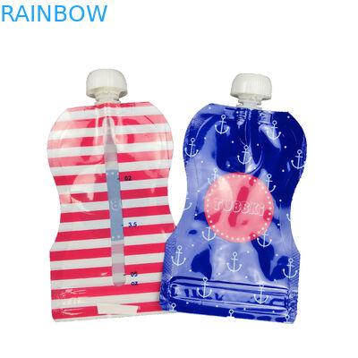 Επαναχρησιμοποιήσιμη σακούλα σωλήνων παιδικών τροφών που συσκευάζει το τοποθετημένο σε στρώματα υλικό χρώμα CMYK για τα ποτά