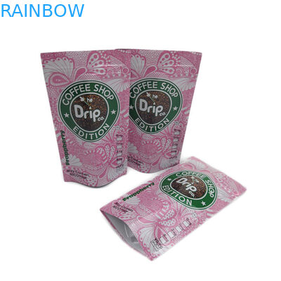 Συσκευάζοντας τυπωμένη συνήθεια στάση φερμουάρ καφέ σταλαγματιάς επάνω στην απόδειξη Eco μυρωδιάς σακουλών φιλικό