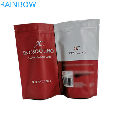 Φιλική στάση εγγράφου της Kraft Eco επάνω στη σακούλα, στάση 250g επάνω στη πλαστική τσάντα για την πρωτεϊνική σκόνη