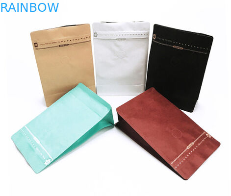 Τσάντες τσαγιού επίπεδων κατώτατων σημείων που συσκευάζουν τυπωμένο το συνήθεια Resealable έγγραφο της Kraft με τη βαλβίδα