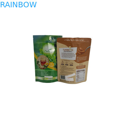 Κενή Ziplock στάση επάνω στο επαναχρησιμοποιήσιμο συγκολλημένο με θερμότητα οργανικό τσάι πλαστικών τσαντών φύλλων αλουμινίου αργιλίου πράσινο