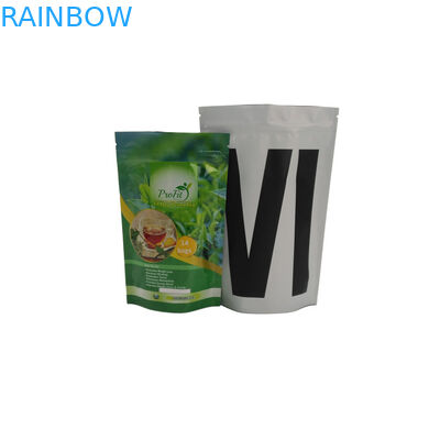 Κενή Ziplock στάση επάνω στο επαναχρησιμοποιήσιμο συγκολλημένο με θερμότητα οργανικό τσάι πλαστικών τσαντών φύλλων αλουμινίου αργιλίου πράσινο