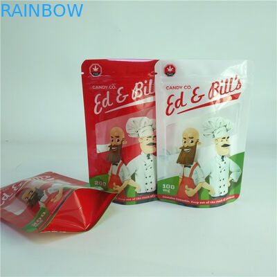 Ψηφιακή εκτύπωσης 100mg Gummy στάση τσαντών CBD καραμελών συσκευάζοντας επάνω στη σακούλα με το σαφές παράθυρο