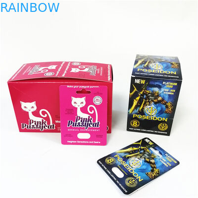 Ροζ κάρτα κιβωτίων εγγράφου Pussycat που αποτυπώνει τις καυτές σφράγισης σε ανάγλυφο αισθησιακές αυξήσεων κάρτες κιβωτίων επίδειξης φουσκαλών συσκευάζοντας