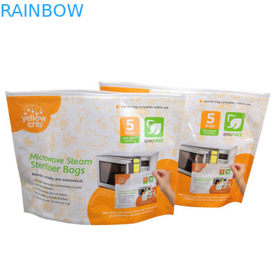 BPA ελεύθερες μωρών προσοχής τσάντες αποστειρωτή μικροκυμάτων ατμού καθαρές επαναχρησιμοποιήσιμες με Ziplock την κορυφή