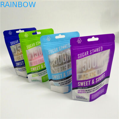 3.5g 1/8oz μυρωδιάς απόδειξης πλαστογραφήσεων εμφανής φερμουάρ τσάντα Mylar εξόδων κλειδαριών ασφαλής για τα παιδιά για τη συσκευασία λουλουδιών CBD Gummies κάνναβης