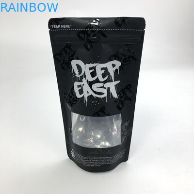 Η συνήθεια τύπωσε το ματ μαύρο φύλλο αλουμινίου αργιλίου 250g 1kg 12oz με Ziplock τη στάση επάνω στη σακούλα με τη σαφή τσάντα παραθύρων