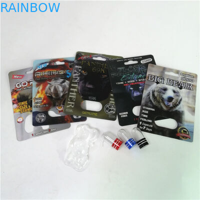 Σεξουαλικά χάπια αυξήσεων που συσκευάζουν τις ανώτατες 150K τρισδιάστατες κάρτες φουσκαλών ρινοκέρων με το κιβώτιο εγγράφου για την κάψα φύλων σκονών