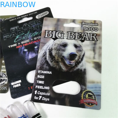 Σεξουαλικά χάπια αυξήσεων που συσκευάζουν τις ανώτατες 150K τρισδιάστατες κάρτες φουσκαλών ρινοκέρων με το κιβώτιο εγγράφου για την κάψα φύλων σκονών