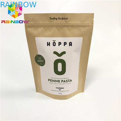 Η συνήθεια τύπωσε την καφετιά resealable στάση τσαντών εγγράφου του Κραφτ επάνω ziplock στη συσκευάζοντας σακούλα εγγράφου