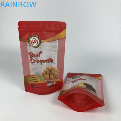 Μίνι ποσότητας ψηφιακή εκτύπωσης μπισκότων συσκευάζοντας στάση βόειου κρέατος πρόχειρων φαγητών jerky επάνω στην τσάντα φερμουάρ με το σαφές παράθυρο