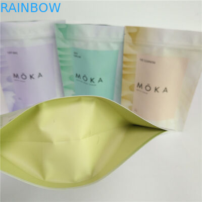 Το πλήρες σώμα εκτύπωσης χρώματος 200g τρίβει τη στάση επάνω στην κενή τσάντα καφέ φύλλων αλουμινίου αργιλίου σακουλών με το φερμουάρ