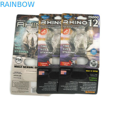 Δύσκαμπτος ρινόκερος 69 χαπιών αυξήσεων Rox αρσενικός τρισδιάστατο κιβώτιο επίδειξης καρτών φουσκαλών