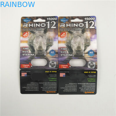 Δύσκαμπτος ρινόκερος 69 χαπιών αυξήσεων Rox αρσενικός τρισδιάστατο κιβώτιο επίδειξης καρτών φουσκαλών