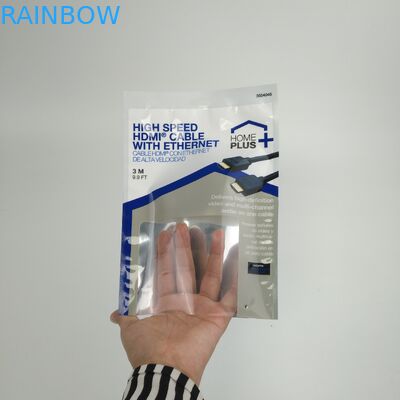 Προσαρμοσμένος τρεις σφραγισμένες πλευρά USB πλαστικές σακούλες τσαντών καλωδίων συσκευάζοντας που συσκευάζουν τα ασύρματα ακουστικά με το φερμουάρ