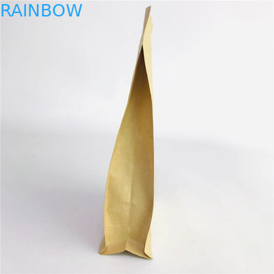 Αποδεκτό το συνήθεια τετράγωνο σφράγισε τις καφετιές βιοδιασπάσιμες τσάντες εγγράφου της Kraft με το φερμουάρ