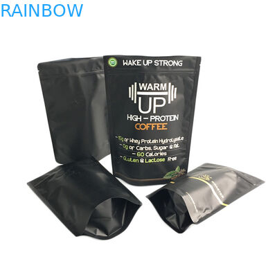 Ο χρυσός Μαύρος μεταλλινών τσαντών καφέ εκτύπωσης τελειώνει τη στάση φύλλων αλουμινίου επάνω στη συσκευάζοντας τσάντα φερμουάρ