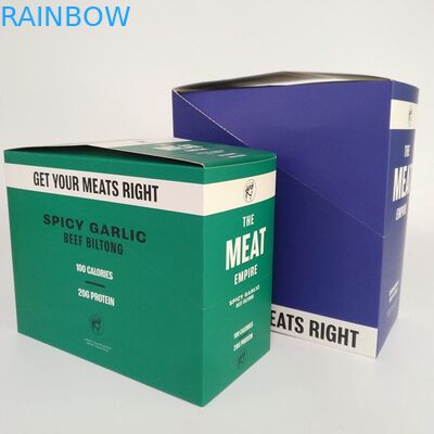 Η συνήθεια τύπωσε τα διπλωμένα χαρτονιού λιανικά επίδειξης κιβωτίων 200G βόειου κρέατος κιβώτια εγγράφου πρόχειρων φαγητών ενεργειακών φραγμών τραντάγματος συσκευάζοντας