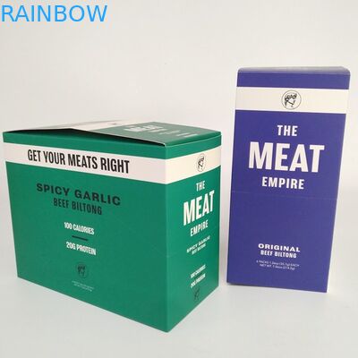 Η συνήθεια τύπωσε τα διπλωμένα χαρτονιού λιανικά επίδειξης κιβωτίων 200G βόειου κρέατος κιβώτια εγγράφου πρόχειρων φαγητών ενεργειακών φραγμών τραντάγματος συσκευάζοντας