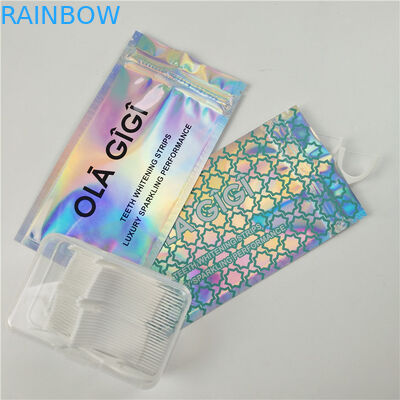 Το στιλπνό σαφές μπροστινό οδοντικό νήμα κρεμά την προσαρμοσμένη συσκευασία τσαντών κλειδαριών φερμουάρ φύλλων αλουμινίου αργιλίου πλαστικών τσαντών τρυπών