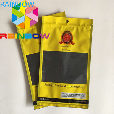 Resealable τρεις δευτερεύουσες τσάντες Mylar σφραγίδων επίπεδες βλέπουν μέσω της πλαστικής συσκευασίας σακουλών τροφίμων ζιζανίων σακουλών υγρασίας πούρων