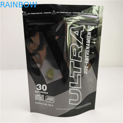 Στιλπνό μαύρο πλαστικό μόνιμο προσαρμοσμένο σακούλα λογότυπο Mylar φύλλων αλουμινίου αργιλίου