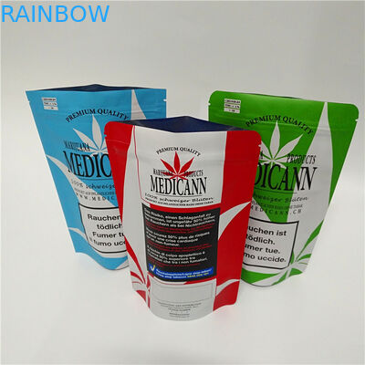 Ziplock τρία χορταριών λουλουδιών CBD δευτερεύουσα σακούλα σφραγίδων που προσαρμόζεται τυπωμένος τοποθετημένος σε στρώματα