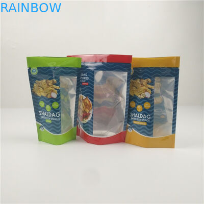 Στιλπνή ξηρά συσκευασία φύλλων αλουμινίου αργιλίου φερμουάρ ψαριών πλαστική με το σαφές παράθυρο