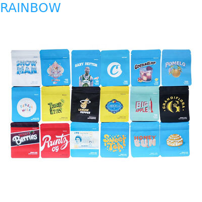 Το ακίνδυνο για τα παιδιά λουλούδι 8ων 3.5g Mylar μπισκότων κλειδαριών φερμουάρ Καλιφόρνιας Sf τοποθετεί τις μικρές τσάντες μπισκότων μεγέθους 3.5g με τις αυτοκόλλητες ετικέττες ολογραμμάτων σε σάκκο