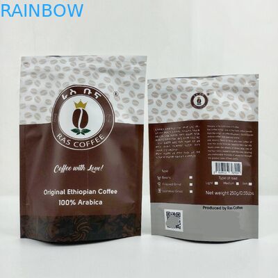 Στάση φύλλων αλουμινίου αργιλίου μεταλλινών επάνω σακουλών στις συσκευάζοντας τσάντες Mylar τσαντών καφέ συσκευάζοντας