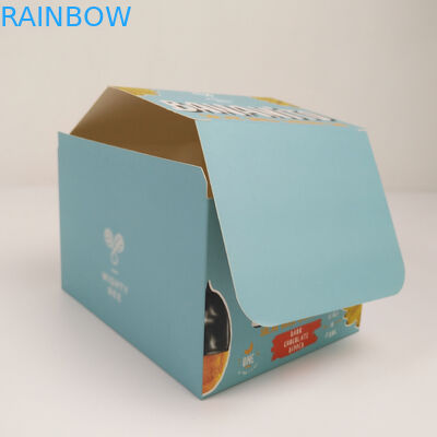 Συνήθεια που διπλώνει το κιβώτιο επίδειξης δακρυ'ων χαρτοκιβωτίων χαρτονιού μακριά, ζαρωμένο συσκευάζοντας κιβώτιο εγγράφου πρόχειρων φαγητών χαρτονιού PDQ αντίθετο λιανικό