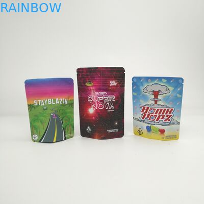 Προσαρμοσμένη στάση μπισκότων λογότυπων 3.5g 7g 14g 28g 1pound επάνω στις τσάντες για τις καννάβεις Runtz χορταριών CBD ελαφριάς ομίχλης Kush