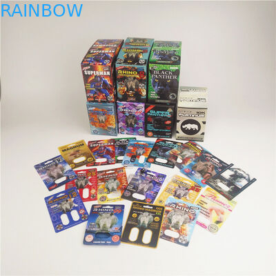 Καυτή σφράγιση καρτών εγγράφου φουσκαλών λευκόχρυσου ρινοκέρων 10k για την αρσενική κάψα αυξήσεων