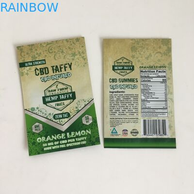 Ziplock τσαντών Mylar απόδειξης μυρωδιάς οι καννάβεις ανθίζουν τις πλαστικές εμποτισμένες CBD συσκευάζοντας τσάντες Gummies Mylar καραμελών 50mg 100mg