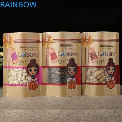 100mic Ziplock εγγράφου τροφίμων καφέ CMYK τσαντών εγγράφου της Kraft όρθια τσάντα