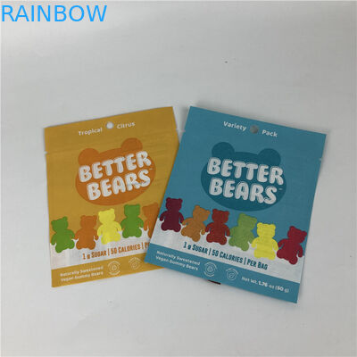 Τρεις δευτερεύουσες εδώδιμες CBD THC Gummies πρόχειρων φαγητών σφραγίδων επίπεδες συγκολλώντας με θερμότητα βιοδιασπάσιμες συσκευάζοντας τσάντες μπισκότων