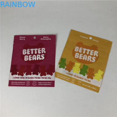 Τρεις δευτερεύουσες εδώδιμες CBD THC Gummies πρόχειρων φαγητών σφραγίδων επίπεδες συγκολλώντας με θερμότητα βιοδιασπάσιμες συσκευάζοντας τσάντες μπισκότων