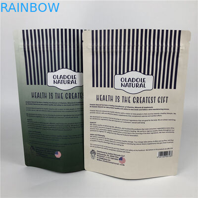 Στάση κλειδαριών φερμουάρ τσιπ εκτύπωσης συνήθειας επάνω στις άσπρες τσάντες εγγράφου της Kraft σακουλών