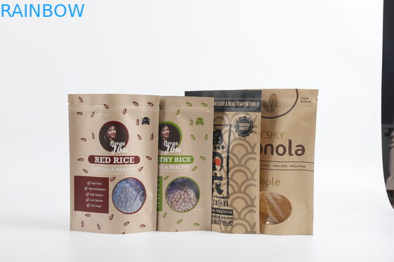 Βιοδιασπάσιμη PLA Kraft στάση σακουλών φερμουάρ εγγράφου συνήθειας επάνω στη συσκευασία τροφίμων τσαγιού