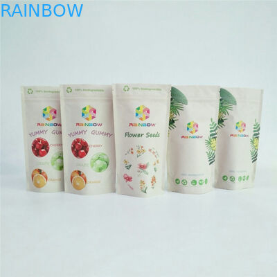 Βιοδιασπάσιμη PLA Kraft στάση σακουλών φερμουάρ εγγράφου συνήθειας επάνω στη συσκευασία τροφίμων τσαγιού