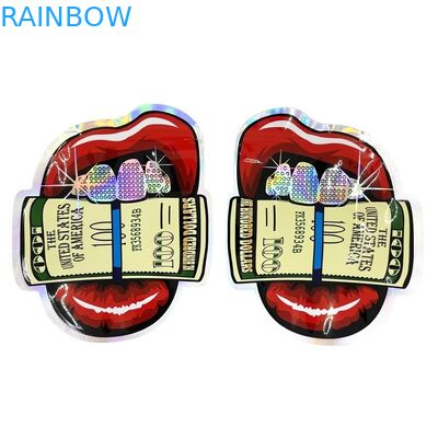 Συνήθειας ανώμαλη μορφής απόδειξη 3.5g 7g μυρωδιάς τσαντών φερμουάρ Mylar πλαστική