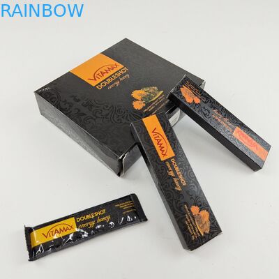 Χονδρικό μαύρο χρώμα συνήθειας που συσκευάζει το γλυκό κιβώτιο μελιού βάρους σακουλιών 22g για το ενεργειακό μέλι Vitamax