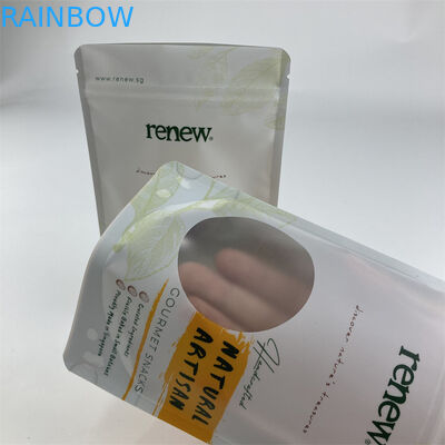 Βιοδιασπάσιμη στάση παραθύρων PLA σαφής επάνω στη σακούλα 100g 250g 500g για το πρόχειρο φαγητό φυστικιών των δυτικών ανακαρδίων