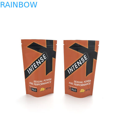 Συσκευάζοντας στάση καραμελών THC μπισκότων επάνω τυπωμένη πλαστική τσάντα τροφίμων συνήθειας Doypack στη λογότυπο