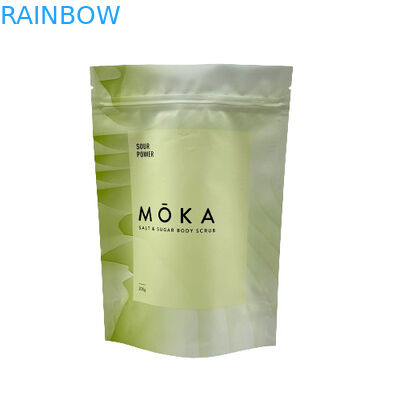 Προσαρμοσμένο λογότυπο τυπωμένο Stand Up Θήκη με φερμουάρ Θαλασσινό αλάτι / Υγρό σαπούνι / Συσκευασία απολέπισης σώματος