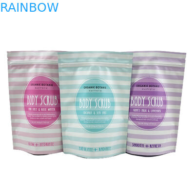 Προσαρμοσμένο λογότυπο τυπωμένο Stand Up Θήκη με φερμουάρ Θαλασσινό αλάτι / Υγρό σαπούνι / Συσκευασία απολέπισης σώματος