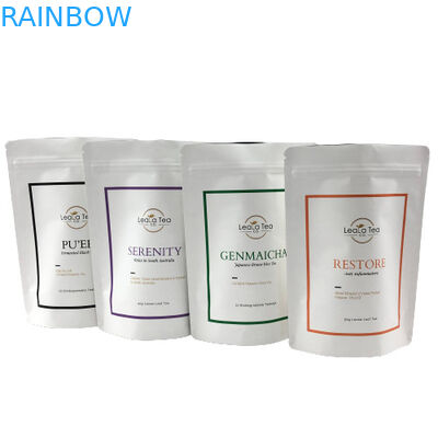 Άσπρη απόδειξη μυρωδιάς τσαντών φύλλων αλουμινίου αργιλίου Mylar τσαγιού φασολιών καφέ λογότυπων συνήθειας