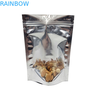 Φύλλο αλουμινίου αργιλίου CMYK που συσκευάζει μπροστινή ασημένια πίσω στάση παραθύρων Mylar Doypac τη σαφή επάνω Resealable