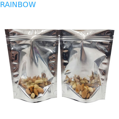 Φύλλο αλουμινίου αργιλίου CMYK που συσκευάζει μπροστινή ασημένια πίσω στάση παραθύρων Mylar Doypac τη σαφή επάνω Resealable